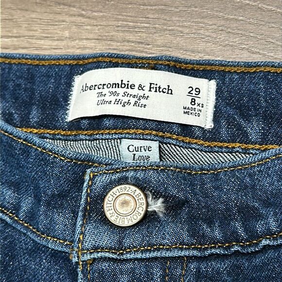 Abercrombie & Fitch The 90’s Straight Ultra High Rise Blue Jeans Curve Love 29 - Picture 7 of 12
